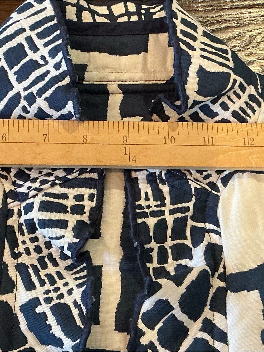 Trimdin Navy Ivory Reversible Ruffle Artisan Jacket Geometric - Picture 11 of 13